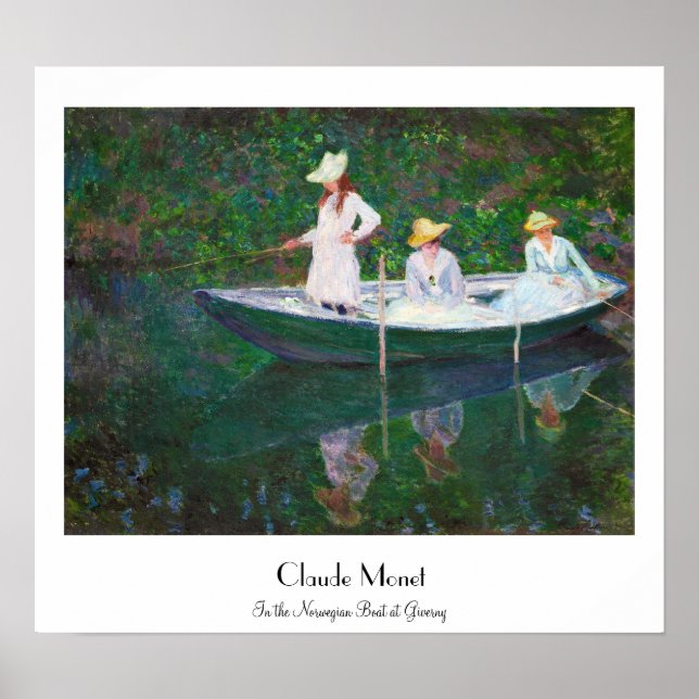 Affiche En bateau norvégien à Giverny Claude Monet (Devant)