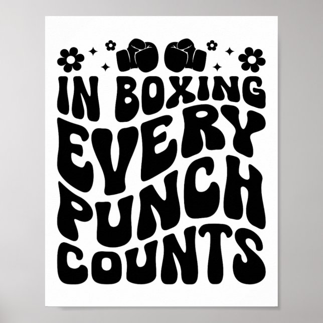 Affiche En Boxe Chaque Punch Compte Boxer Sports Athlète (Devant)