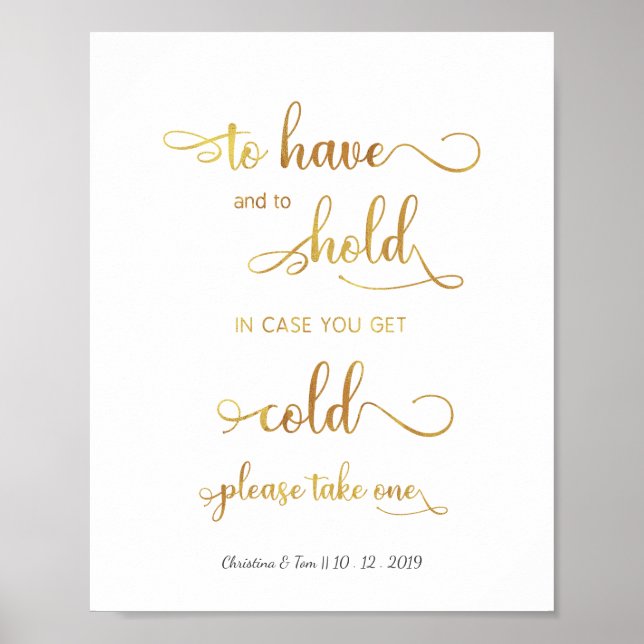 Affiche "En coque, vous avez froid" Mariage d'or moderne (Devant)