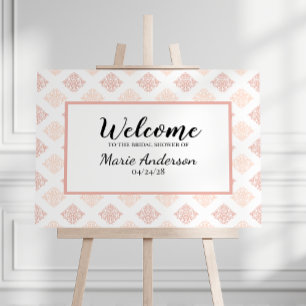 Affiche en damas rose pêche doux