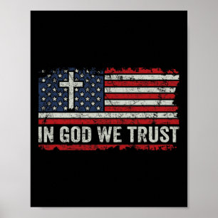 Affiche En Dieu nous avons confiance - Croix du drapeau am