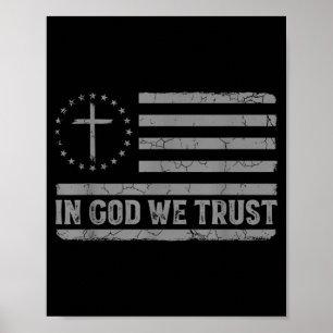 Affiche En Dieu Nous Avons Confiance Jésus Croix Drapeau É