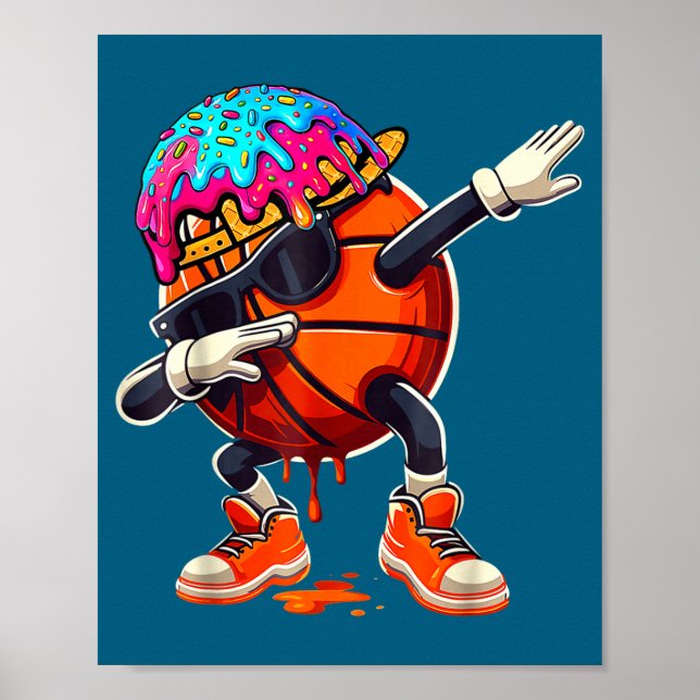Affiche En faisant dabbing basket-ball crème glacée enfant (Devant)