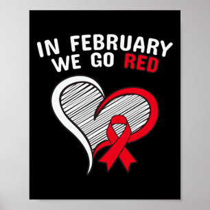 Affiche En Février Nous Allons Red Heart Maladie de sensib