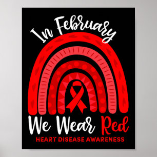 Affiche En Février Nous Allons Red Ribbon Heart Disease Aw