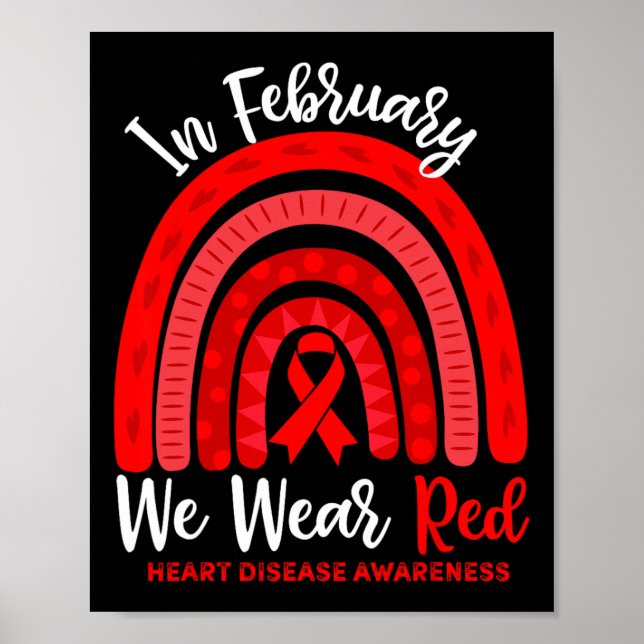 Affiche En Février Nous Allons Red Ribbon Heart Disease Aw (Devant)