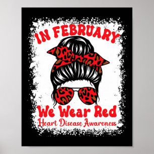 Affiche En Février, Nous Portons La Maladie De Coeur Rouge
