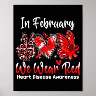 Affiche En Février Nous Portons Rouge Paix Amour Papillon