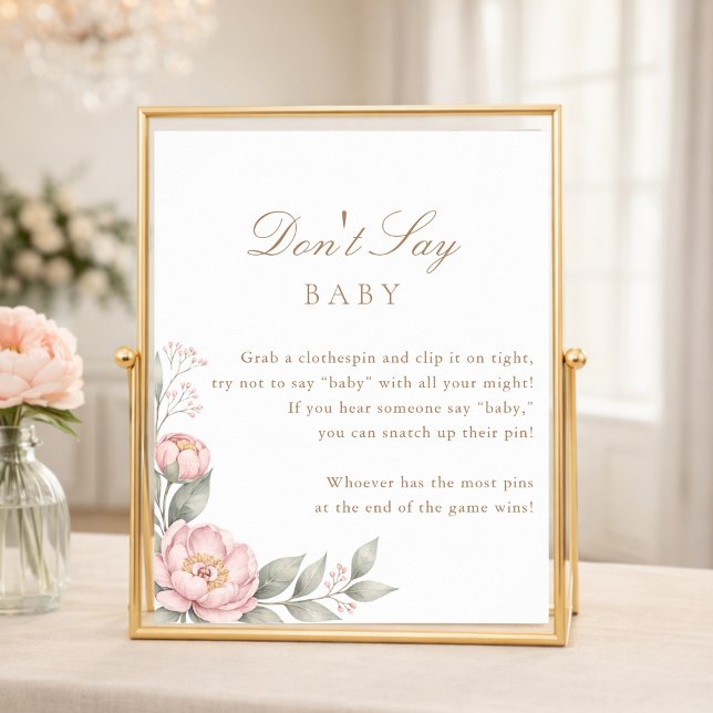 Affiche En fleurs élégant jeu de baby shower Ne dites pas  (Créateur téléchargé)