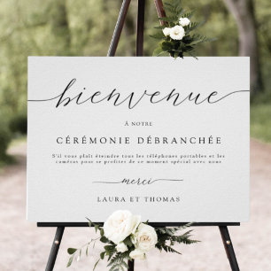 Affiche En français, bienvenue à Unplugged Ceremony Sign