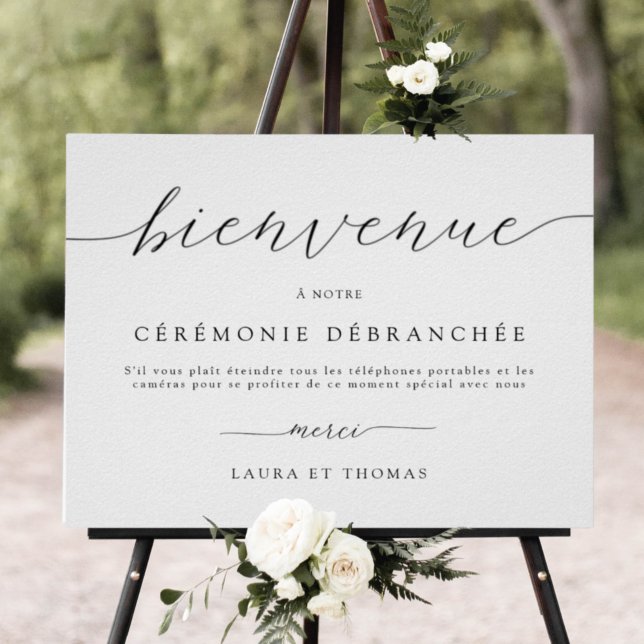 Affiche En français, bienvenue à Unplugged Ceremony Sign (Créateur téléchargé)