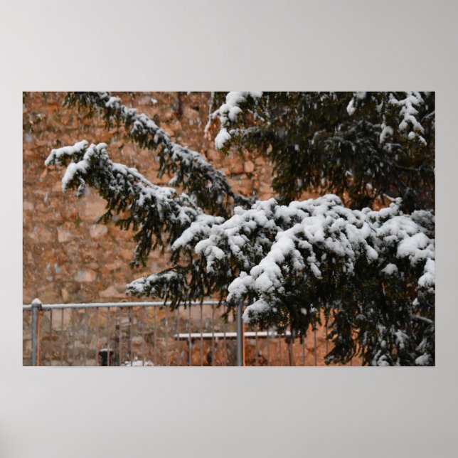 Affiche En hiver, neige sur les arbres (Devant)