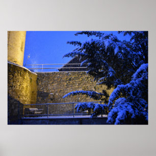 Affiche En hiver, neige sur les arbres