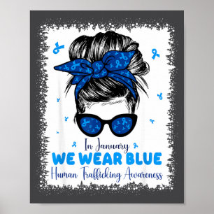 Affiche En janvier bleu Sensibilisation à la traite des êt