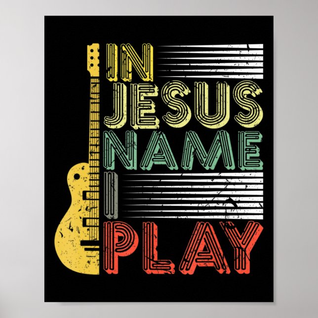Affiche En Jésus Nom Je Joue Guitare Chrétien Amant Musiqu (Devant)