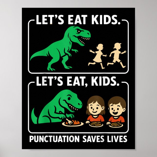 Affiche En letton Eat Kids Punctuation Saves Lives Funny G (Devant)