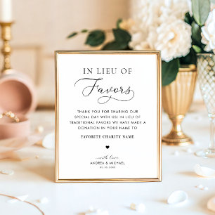 Affiche En lieu et place des faveurs Charité Dons Mariage