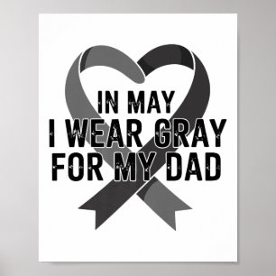 Affiche En Mai Je Porte Gris Ribbon Cerveau Tumeur Ap