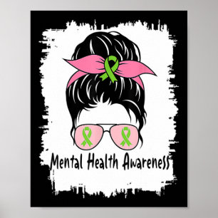 Affiche En Mai Nous Portons Green Messy Bun Mental Health