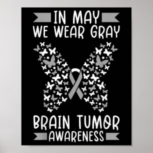 Affiche En Mai, Nous Portons Gris Cerveau Cancer Tumeur Se