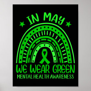 Affiche En Mai Nous Portons Vert Rainbow Ribbon Santé Ment