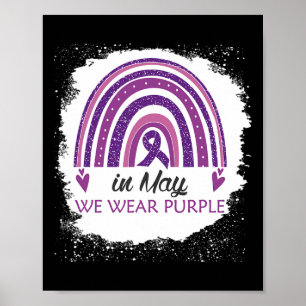 Affiche En Mai Nous Portons Violet Bleu Rainbow Fibromyalg