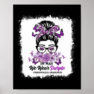 Affiche En Mai Nous Portons Violet Messy Bun Fibromyalgie 