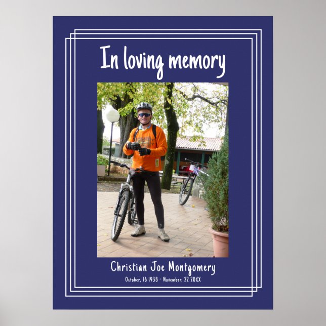 Affiche En mémoire d'amour Blue Photo Funeral (Devant)
