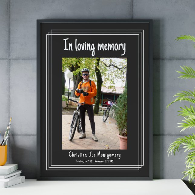 Affiche En mémoire d'amour Dark Grey Photo Funeral (Créateur téléchargé)