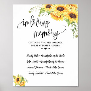 Affiche En mémoire d'amour souvenir tournesol mariage
