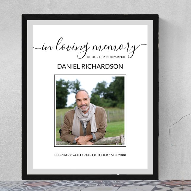 Affiche En Mémoire de l'amour Photo Funeral Memorial (Funeral memorial poster to order professionally printed or as a printable digital download)