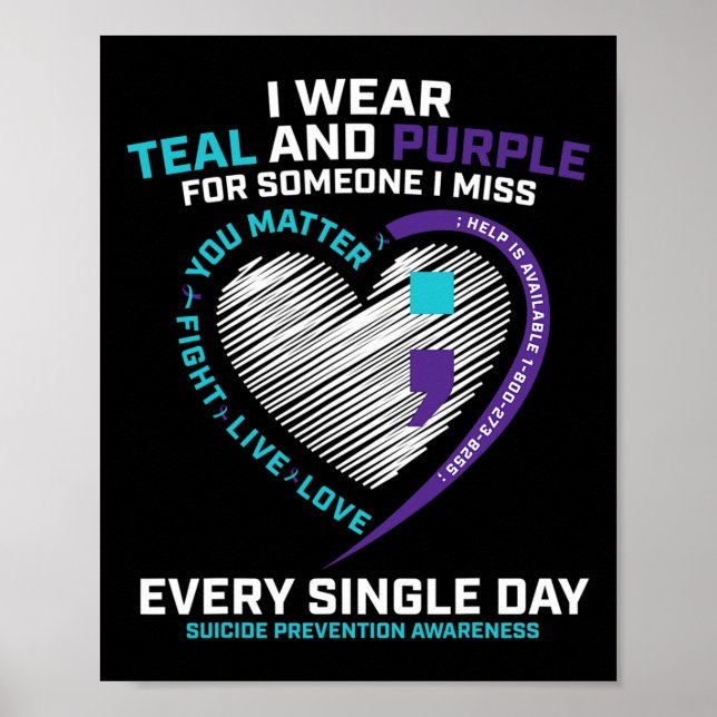 Affiche En Mémoire Semi Colon Prévention du Suicide Awa (Devant)