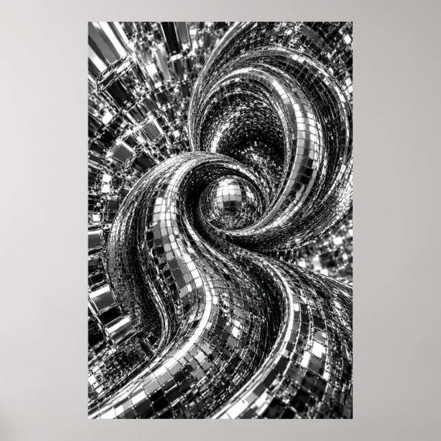 Affiche en mosaïque de chrome en spirale (Devant)