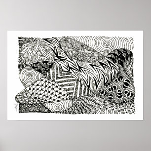 Affiche en noir et blanc - lamantin abstrait