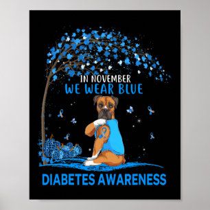 Affiche En Novembre Nous Portons Bleu Boxe Tattoo Chien Di