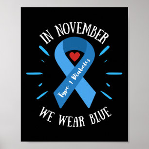 Affiche En Novembre Nous Portons Bleu Diabète Guerriers La