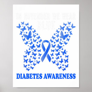 Affiche en novembre nous portons bleu diabète sensibilisat