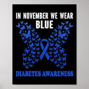 Affiche En Novembre Nous Portons Bleu Diabète Sensibilisat