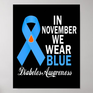 Affiche En Novembre Nous Portons Bleu Diabète Sensibilisat