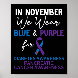 Affiche En Novembre Nous Portons Bleu Et Violet Diabète Pa