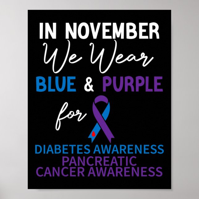 Affiche En Novembre Nous Portons Bleu Et Violet Diabète Pa (Devant)