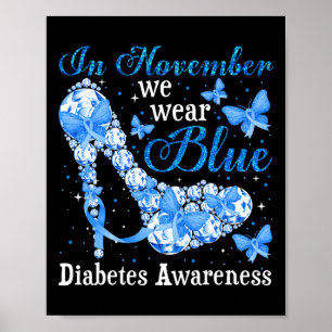 Affiche En Novembre Nous Portons Bleu Papillons Diabète Aw