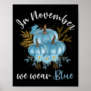 Affiche En Novembre Nous Portons Bleus Citrouilles Chute D