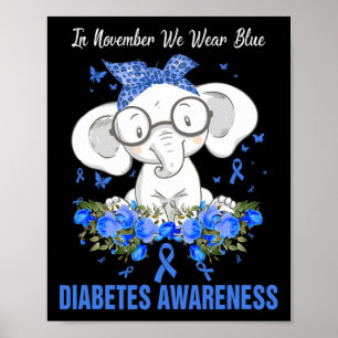 Affiche En Novembre, Nous Portons Blue Elephant Diabetes A
