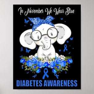 Affiche En Novembre, Nous Portons Blue Elephant Diabetes A