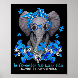 Affiche En Novembre, Nous Portons Blue Elephant Diabetes A