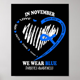 Affiche En Novembre, Nous Portons Blue Messy Bun Diabetes