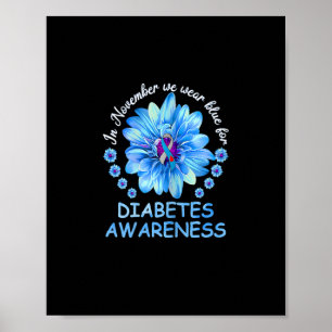 Affiche En Novembre Nous Portons Blue Sunflower Diabetes A