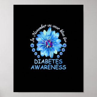 Affiche En Novembre Nous Portons Blue Sunflower Diabetes A