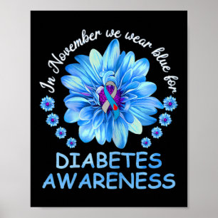 Affiche En Novembre Nous Portons Blue Sunflower Diabetes A